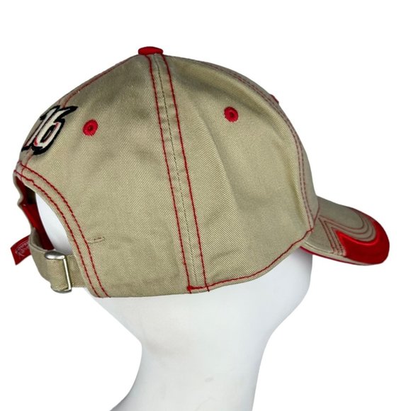 Team Caliber Greg Biffle #16 Grainger Racing Adjustable Baseball Cap Hat Tan Red - Picture 7 of 14